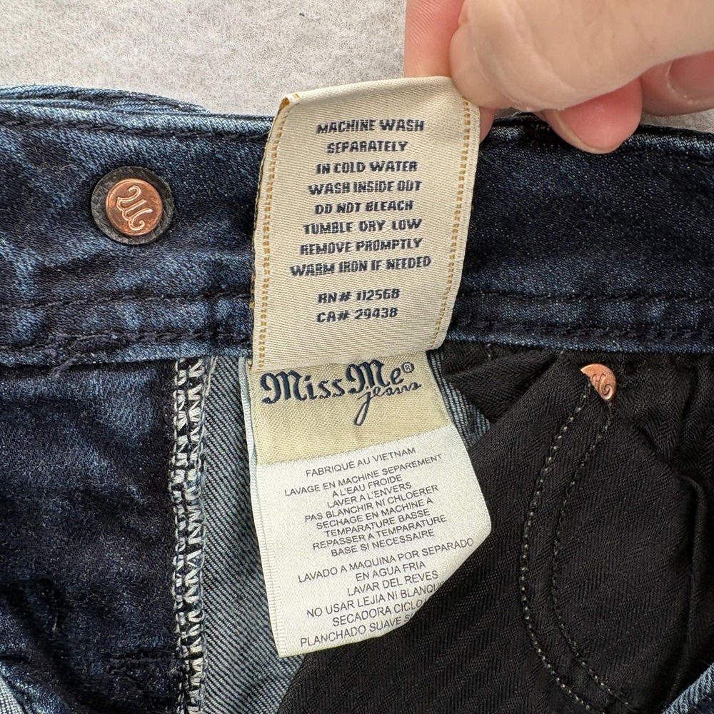 Miss Me Signature Skinny Jeans Womens 26 Blue Dark Wash Mid Rise Stretch Denim - Picture 7 of 14